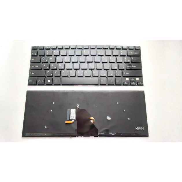 Клавиатура ноутбука Sony SVF14 (Fit 14 Series) черная без рамки подсветкой RU (A43789) - изображение 1