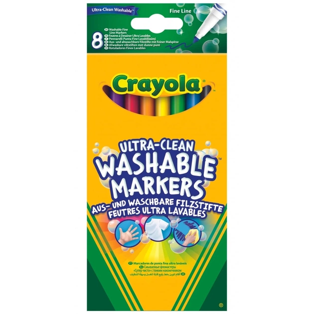 Фломастери Crayola Набір Ultra-Clean Washable тонка лінія 8 шт (256351.012) - зображення 1
