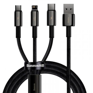Дата кабель USB 2.0 AM to Lightning + Micro 5P + Type-C 1.5m 3.5A black Baseus (CAMLTWJ-01) зображення 1