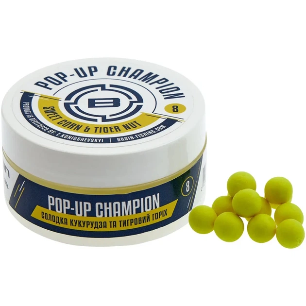 Бойл Brain fishing Champion Pop-Up Sweet Corn Tiger Nut (кукуруза + орех) 12mm 34g (1858.21.80) - изображение 1
