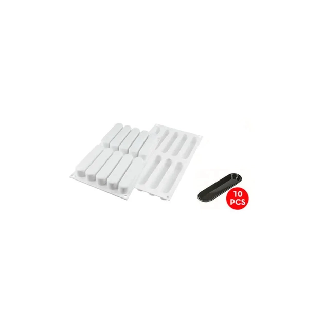 Форма для випікання Silikomart Fashion Eclair 130 x 25 h 25 mm + каттер + 10 підставок (FASHION ECLAIR 80) - зображення 1