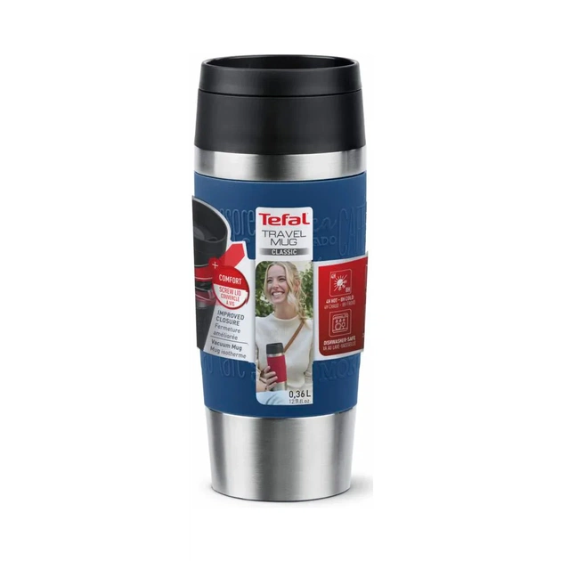 Термокружка Tefal Travel Mug Classic, 360мл, нержавіюча сталь, синій (N2020310) - picture 2