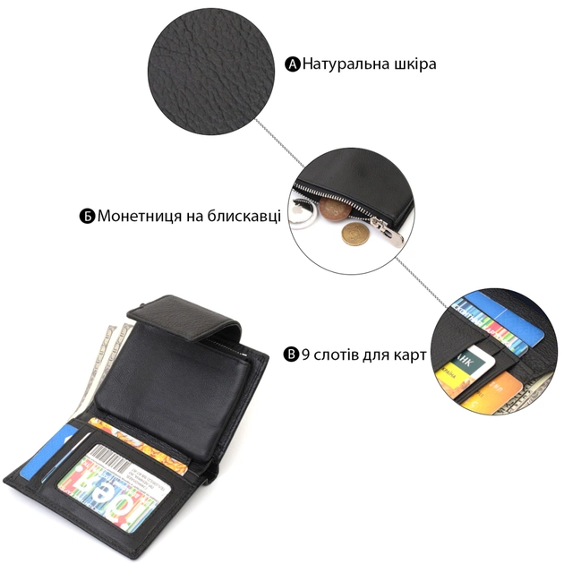 Гаманець ST Leather З натуральної шкіри Чорний (22703) - зображення 4
