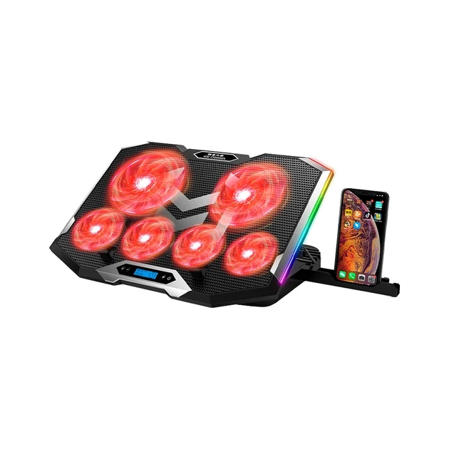Подставка для ноутбука IceCoorel 10-17", 4*100mm 1400 RPM + 4*70mm 2500 RPM, 2*USB, 410x296x40mm, Red (K9) - изображение 1