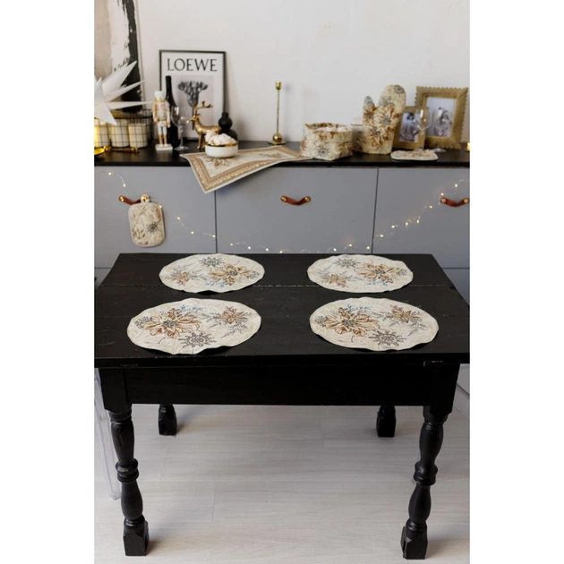 Серветка на стіл Прованс гобеленова Золоте свято D 35см (036313) - picture 3