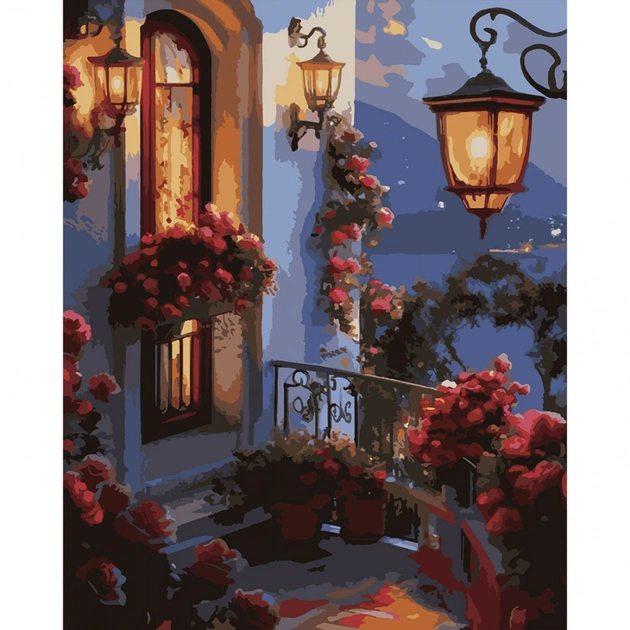 Картина по номерам Santi "Квіти на балконі", 40*50см, LED підс (956656) - picture 1