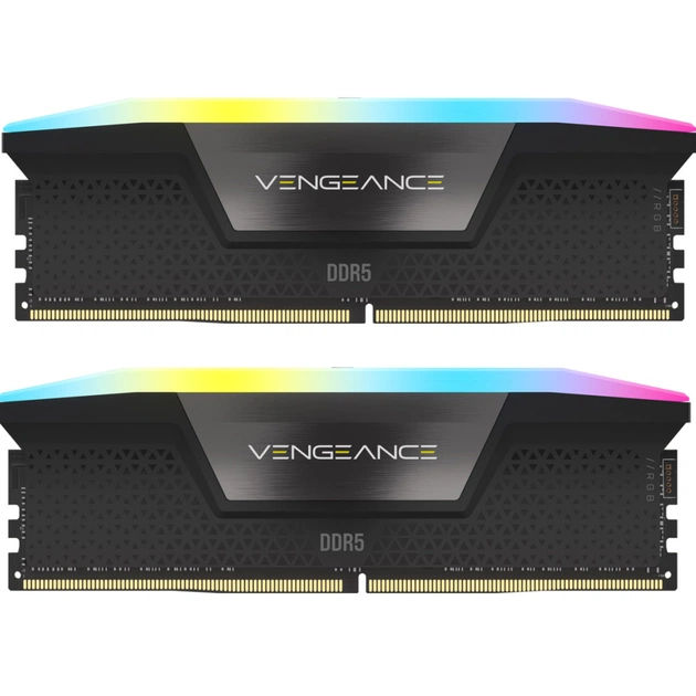 Модуль пам'яті для комп'ютера DDR5 64GB (2x32GB) 5200 MHz Vengeance RGB Black Corsair (CMH64GX5M2B5200C40) - зображення 1