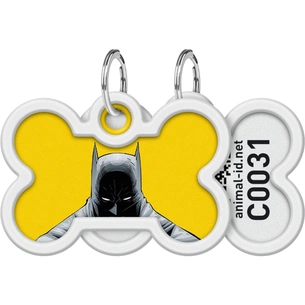 Адресник для тварин WAUDOG Smart ID з QR паспортом "Бетмен жовтий", кістка 40х28 мм (0640-1003) зображення 1