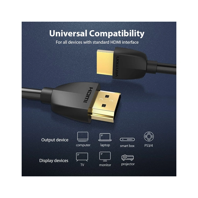Кабель мультимедійний HDMI M to HDMI M 3.0m black Vention (AAIBI) - зображення 7