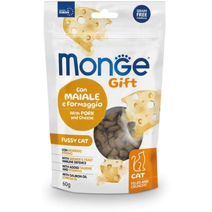 Ласощі для котів Monge Gift Fussy Cat свинина і сир 60 г (8009470085021) зображення 1
