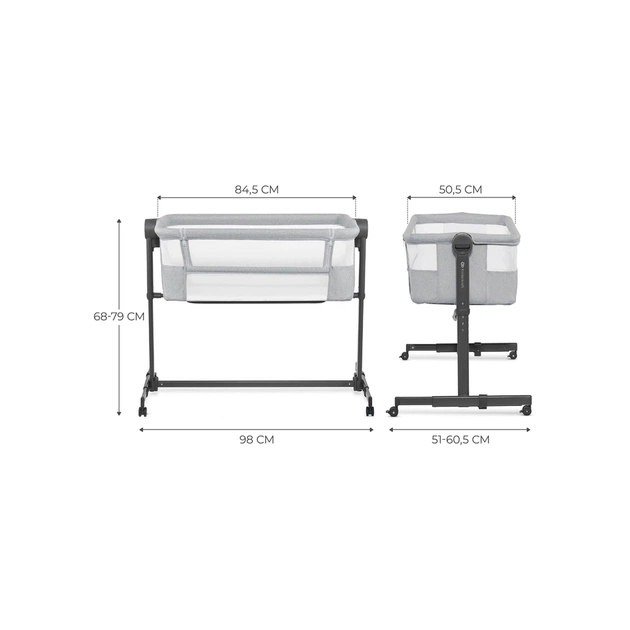 Кроватка Kinderkraft Приставная кроватка-люлька Neste Up 2 Light Grey (5902533924523) - изображение 5