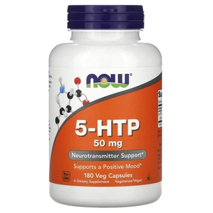 Амінокислота Now Foods 5-HTP (гідроксітріптофан), 50 мг, 180 вегетаріанських капсул (NOW-00101) зображення 1