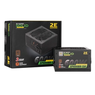 Блок живлення 2E GAMING SOLID POWER (600W), >85, 80+ Bronze, 120mm, 1xMB 24pin(20+4), 1xCPU 8pin(4+4), 3xMolex, (2E-SP600BR-120) зображення 1