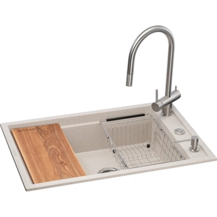 Мийка кухонна GRANADO Royal Estella terra (+ подрібнювач Algar 1000 + змішувач Ferrol inox + дозатор Redondo inox + ко (ksg0303) зображення 1