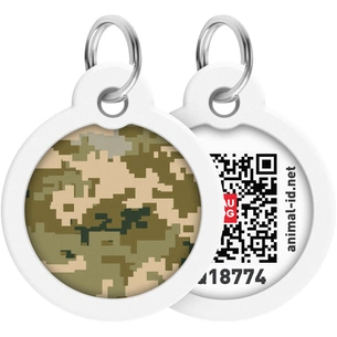 Адресник для тварин WAUDOG Smart ID з QR паспортом "Мілітарі" круг 30 мм (230-4026) изображение 1