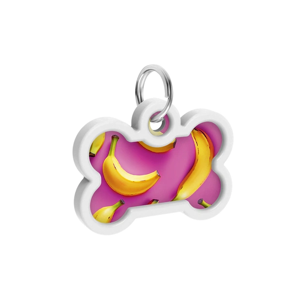 Адресник для тварин WAUDOG Smart ID з QR паспортом "Банани на рожевому", кістка 40х28 мм (231-4055) - picture 4