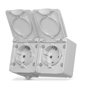 Розетка Videx BINERA IP65 зовнішня 2ая із заземленням сіра (VF-BNW22G-G) зображення 1