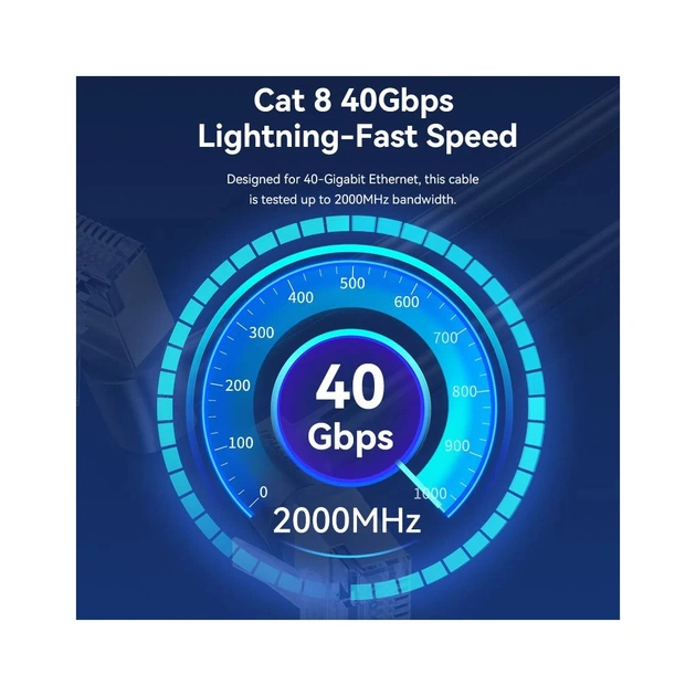 Патч-корд 1м STP cat 8 RJ-45 90° corner black Vention (IKLBF) - picture 5