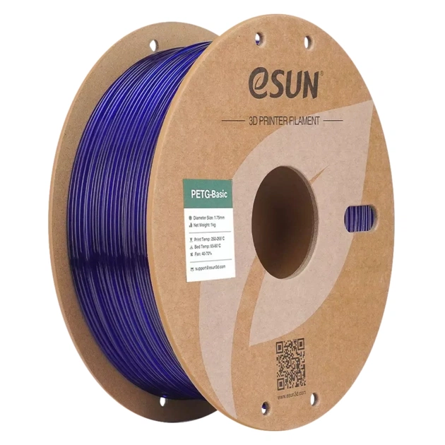 Пластик для 3D-принтера eSUN PETG BASIC Translucent 1,75mm 1kg BLUE (PETG-BASIC175T-U1P1) - изображение 1