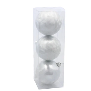 Ялинкова іграшка Chomik пластикові кульки 3 шт, 8см, сріблясті (5900779893870_1) зображення 1