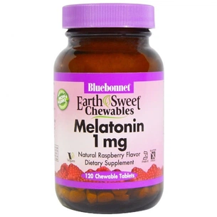 Амінокислота Bluebonnet Nutrition Мелатонін, Melatonin, 1 мг, EarthSweet, Малиновий Смак, 120 капсул (BLB0991) зображення 1