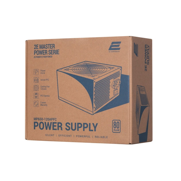 Блок живлення 2E MASTER POWER (650W), >80, 80+ White, 120mm, 1xMB 24pin(20+4), 1xCPU 8pin(4+4), 3xMolex, 5xSATA, (2E-MP650-120APFC) - зображення 10