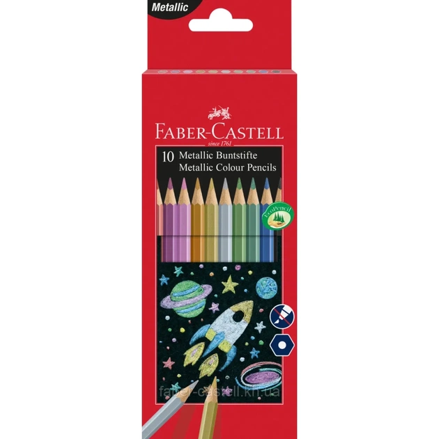 Олівці кольорові Faber-Castell 10 кольорів, металік (201583) (28653) - зображення 1