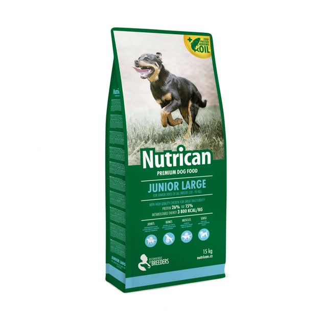 Сухий корм для собак Nutrican Junior Large для цуценят великих порід зі смаком курки 15 кг (nc506996) - зображення 1