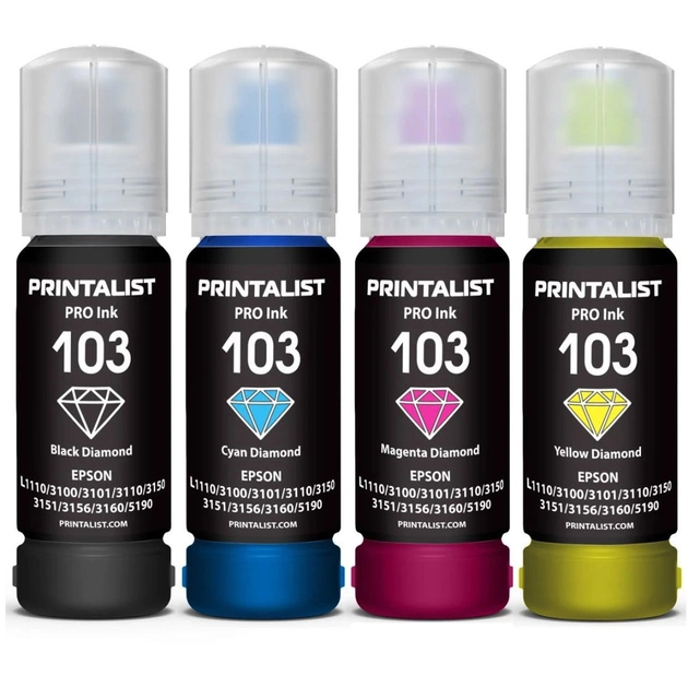Чернила Printalist Epson L3100/3110/3150 4х70г B/C/M/Y (PL103SET) - изображение 1
