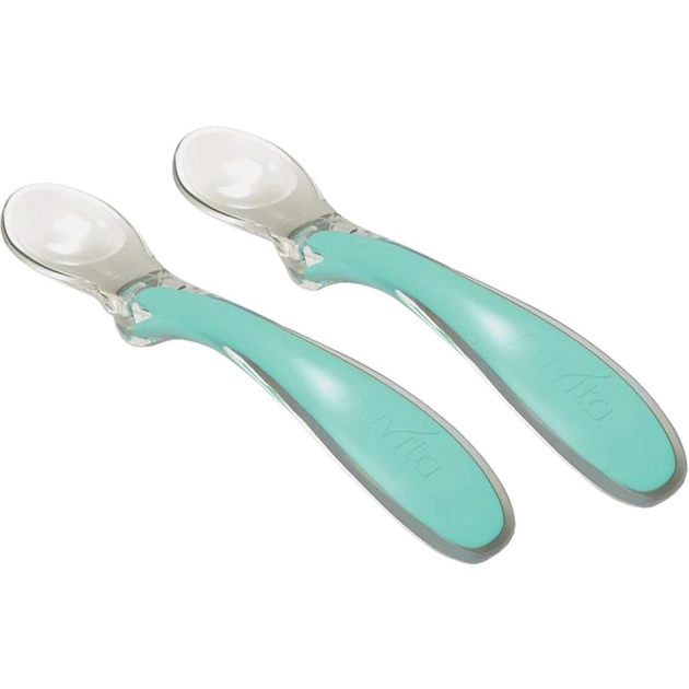 Набір дитячого посуду Nuvita силіконових ложечок Easy Eating 6м + 2 шт. зелених (NV8480COOLGREEN) - зображення 1