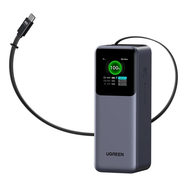Батарея універсальна Ugreen 20000mAh 165W with Retractable Cable (PB726 55987B) - picture 4