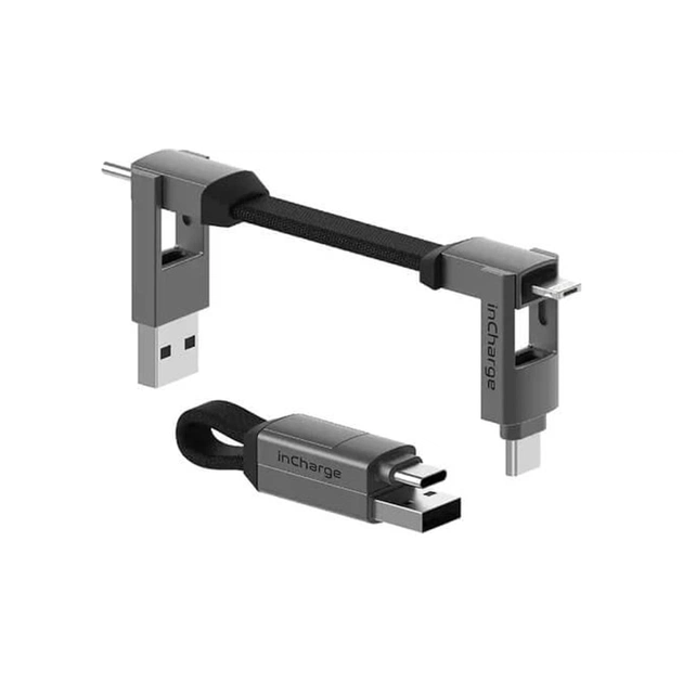Дата кабель 6in1 inCharge 6 - 0.06m gray Rolling Square (SIX01R) - изображение 1