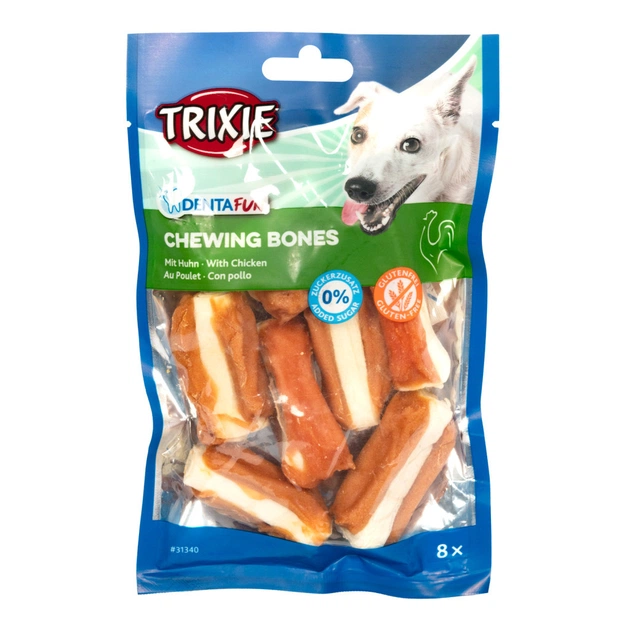 Лакомство для собак Trixie Кость для чистки зубов с курицей Denta Fun 5 см 120 г (4011905313405) - изображение 1