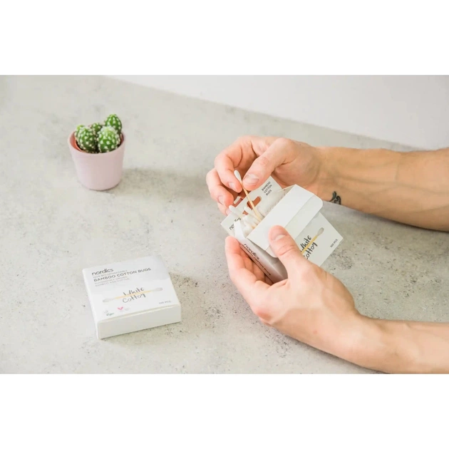 Ватні палички Nordics Бамбукові Білі 100 шт. (3800500324395) - зображення 2