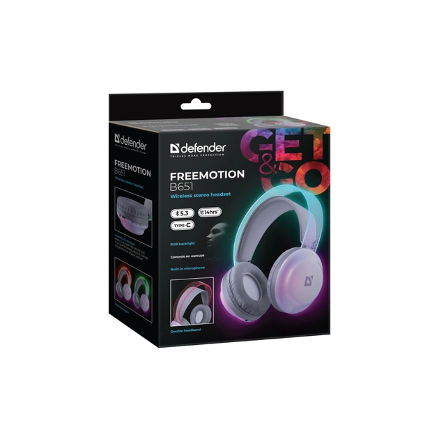 Наушники Defender FreeMotion B651 Bluetooth RGB White (63651) - изображение 7