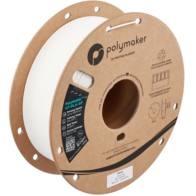 Пластик для 3D-принтера Polymaker HT-PLA-GF 1,75mm 1kg WHITE (PA18002) - изображение 1