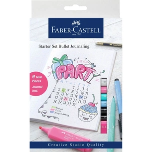 Лайнер Faber-Castell набор капиллярных ручек Starter set Bullet Journaling 9 предметов + скетчбук в точку (29104) изображение 1
