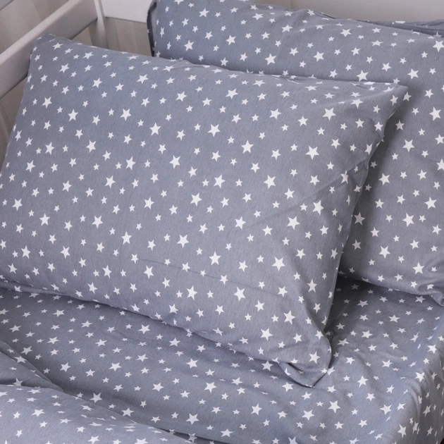 Постельное белье MirSon 012 Grey Stars Фланель 200х220 Евро (2200009653131) - изображение 8
