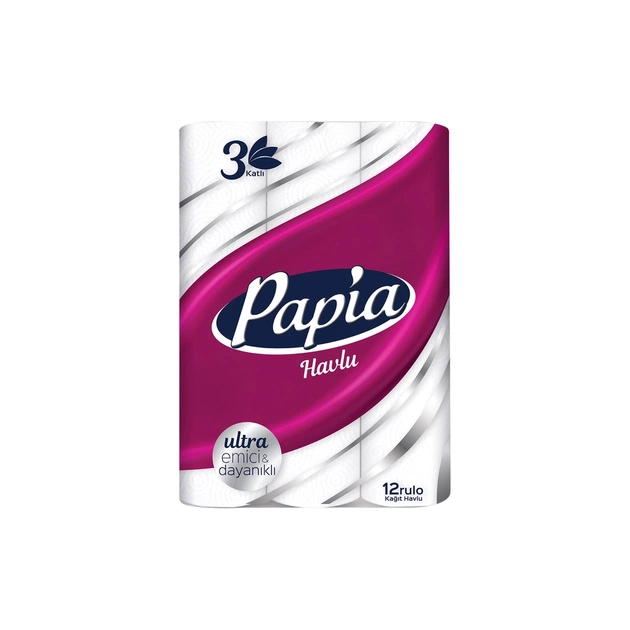 Бумажные полотенца Papia 3 слоя 12 рулонов (8690536011001) - изображение 1