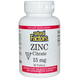 Мінерали Natural Factors Цитрат цинку, Zinc Citrate, 15 мг, 90 таблеток (NFS-01678) зображення 1