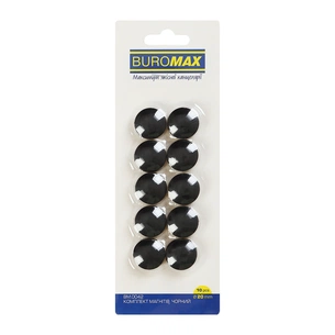 Магнит Buromax набор BLACK, 10 шт 20 мм (BM.0042) изображение 1