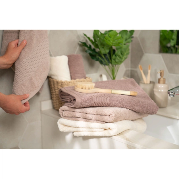 Рушник Ardesto набір махрових Lotus 2 шт 50х90 см індіго, 70х140см, 100% бавовна, беж (ART2357NS) - изображение 7