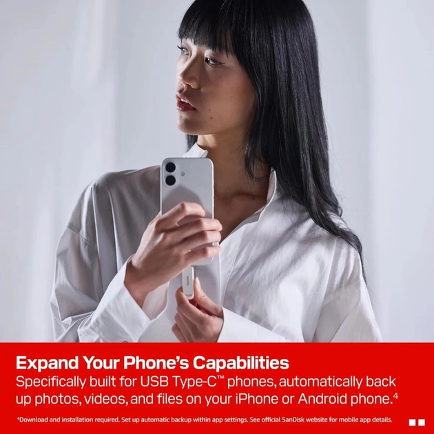 USB флеш накопичувач SanDisk 128GB Phone Drive Arctic White Type-C USB 3.2 (SDIXS0N-128G-GN6NE) - picture 8