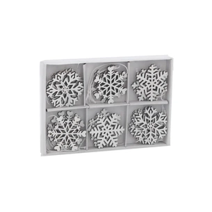 Ялинкова іграшка Chomik Сніжинки, 18 шт, 4,5 см, дерево білі (5900779878983) зображення 1