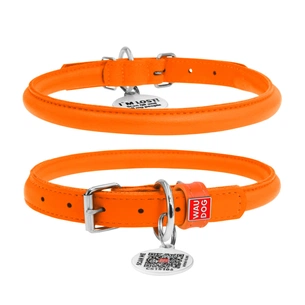 Нашийник для тварин WAUDOG Glamour з QR паспортом, круглий, XS d8 мм Д 25-33 см см помаранчевий (22414) зображення 1