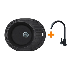 Мийка кухонна Adamant Ovum чорний + змішувач (1824296910403) зображення 1