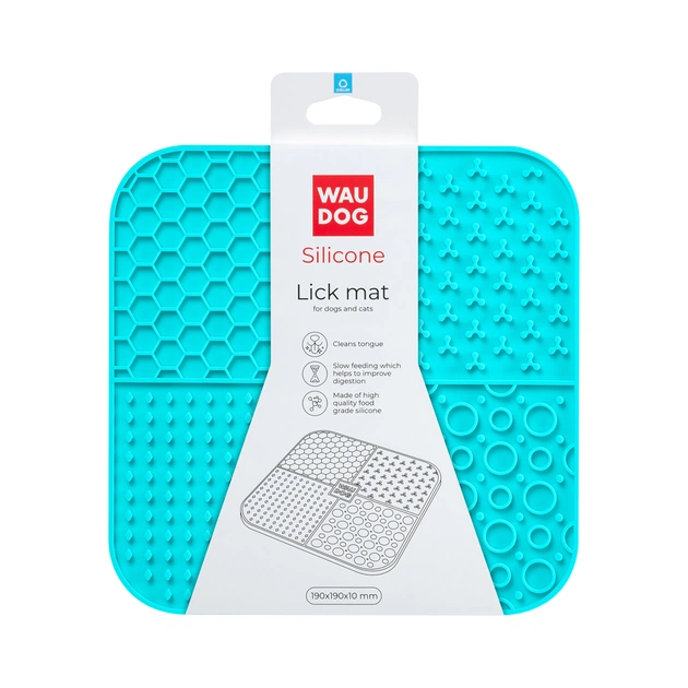 Універсальний посуд для тварин WAUDOG Silicone Килимок для злизування 19х19х1 см блакитний (23522) - picture 2