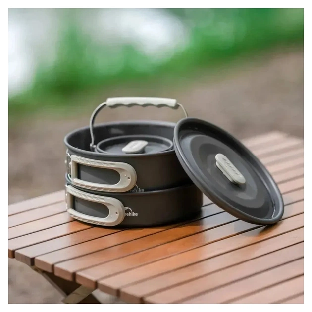 Набір туристичного посуду Naturehike CNK2450CF010, алюміній 2 каструлі, чайник, сковорідка (6976507663281) - picture 8
