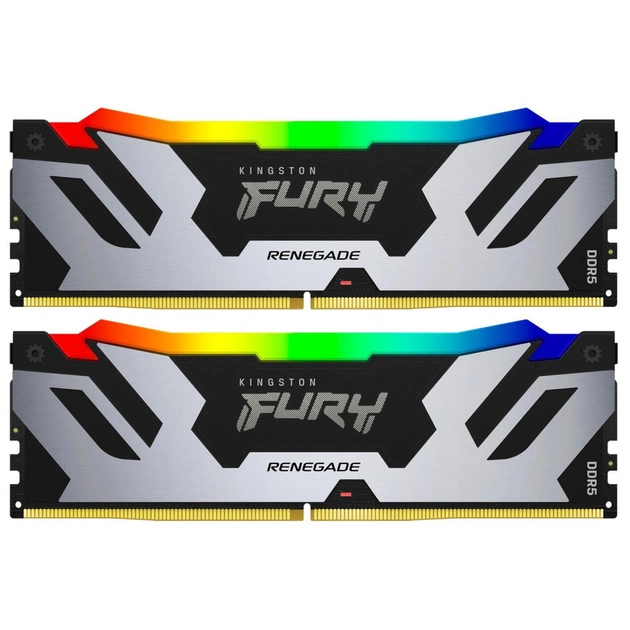 Модуль памяти для компьютера DDR5 32GB (2x16GB) 6400 MHz Renegade Silver RGB Kingston Fury (ex.HyperX) (KF564C32RSAK2-32) - изображение 1