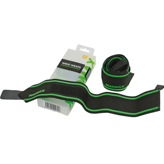 Бинт для спорту MadMax MFA-298 Wrist Wraps 18" Black/Green (MFA-298-U) - зображення 1